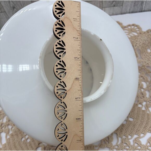 Vintage Art Deco Milk Glass Ceiling Fixture Black White Atomic - Picture 8 of 9